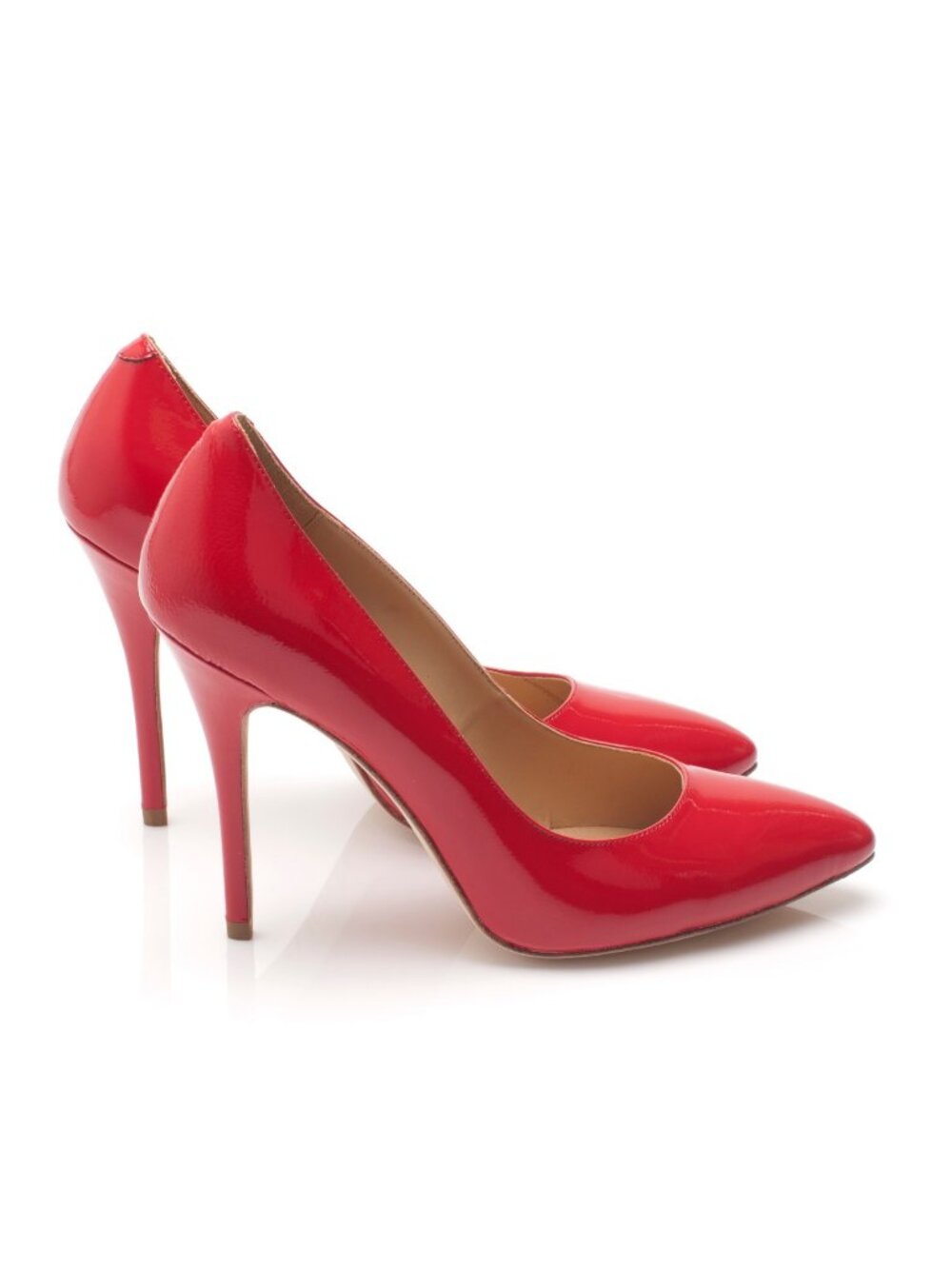 NYC Designer Handmade Red Genuine Patent Leather High Heel Pointy Toe Pumps